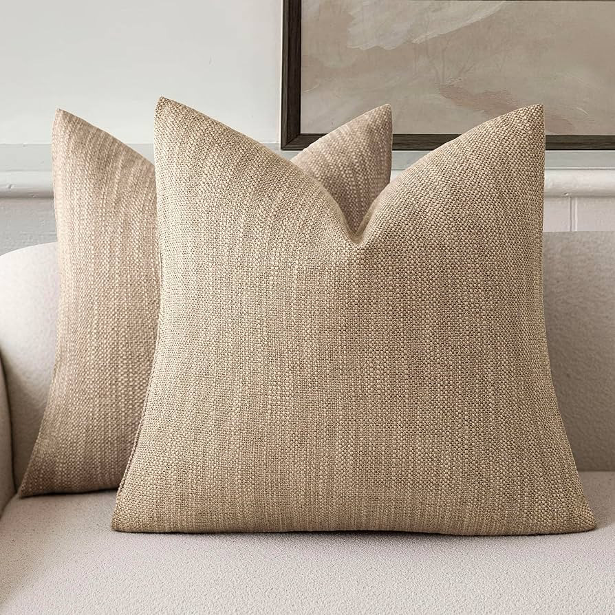 Foindtower Set of 2 Decorative Textured Burlap Linen Throw Pillow Covers Farmhouse Boho Cushion C... | Amazon (US)