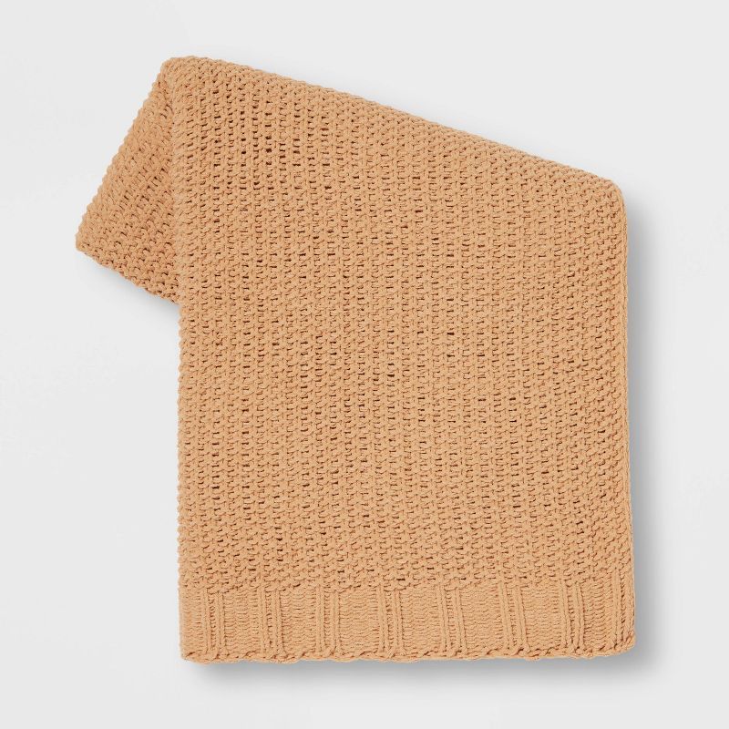 Solid Chenille Knit Throw Blanket Gold - Threshold&#8482; | Target