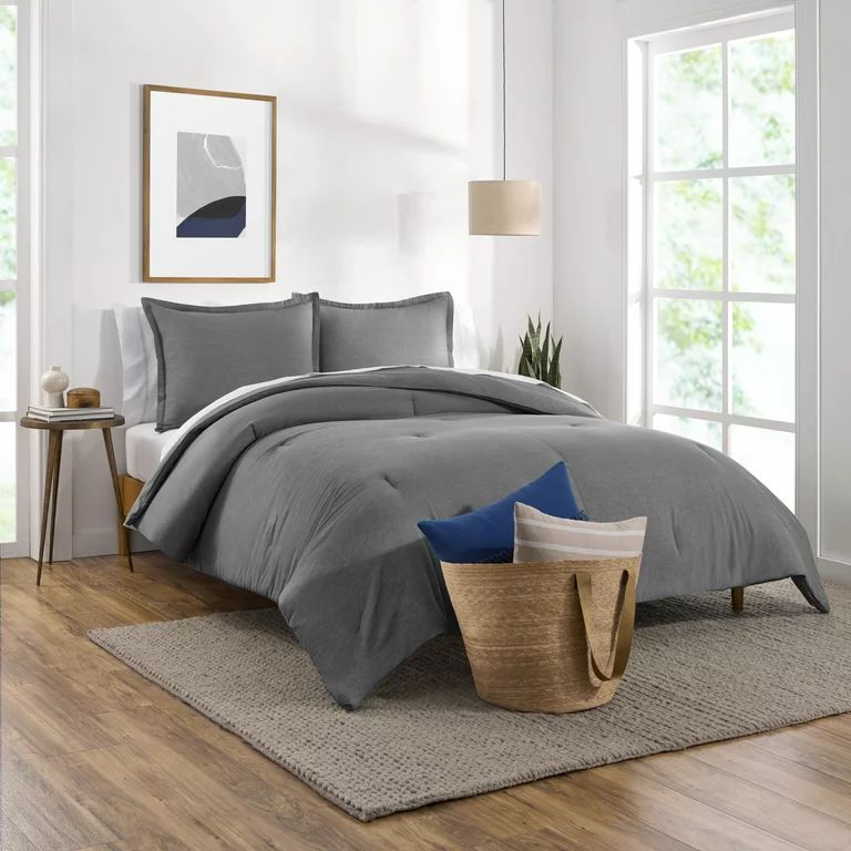 Gap Home Washed Denim Reversible Organic Cotton Comforter Set, Full/Queen, Grey, 3-Pieces - Walma... | Walmart (US)