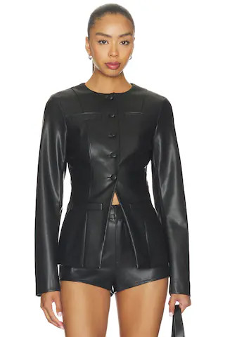 ALL THE WAYS Vandellia Faux Leather Blazer in Black. - size XS | Revolve Clothing (Global)