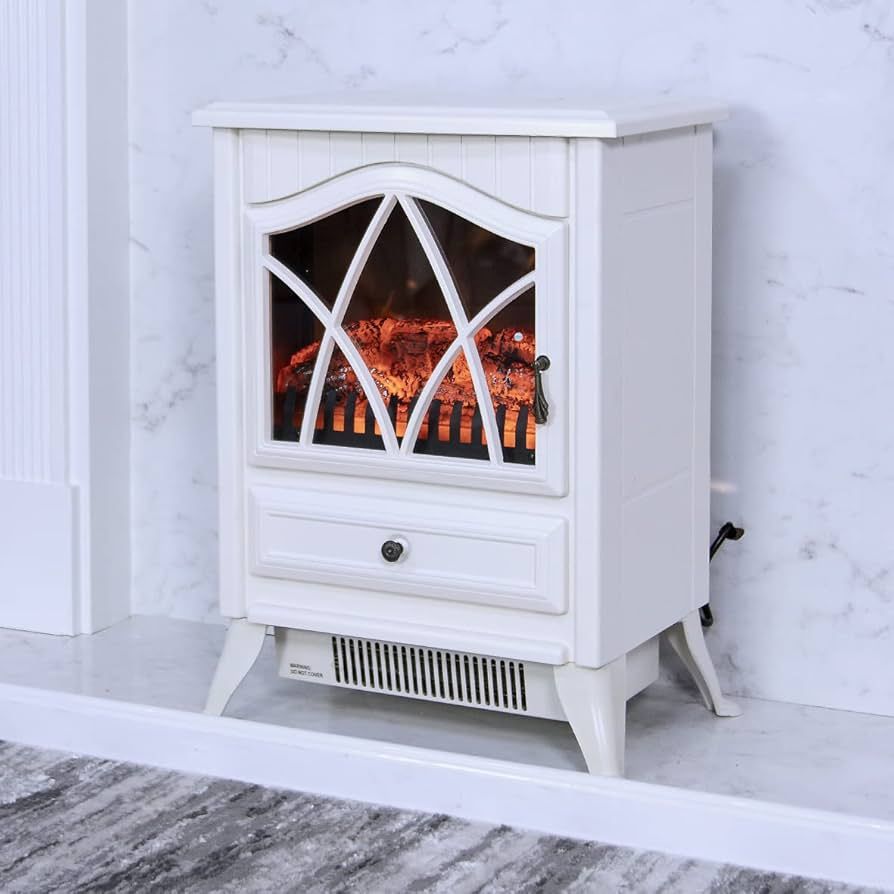 Benross 44240 1800W Freestanding Electric Fireplace Stove Heater / White Cast Iron Finish With Bu... | Amazon (UK)