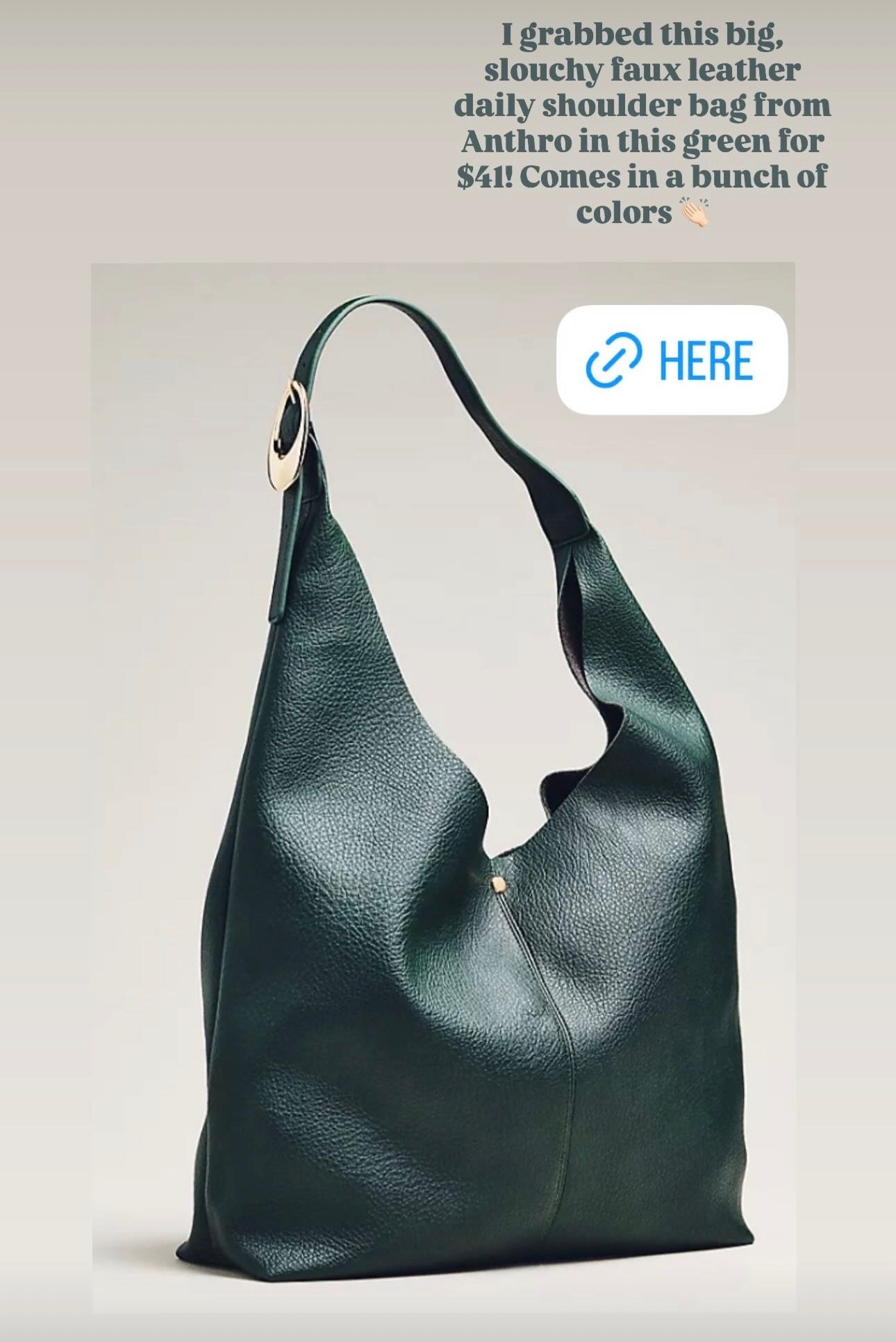 Couldn’t resist grabbing this slouchy faux leather bag with buckle
From Anthro! Comes in a bunch of colors and k snagged it for around $40!!

#LTKmomlife #LTKWorkwear #LTKSaleAlert