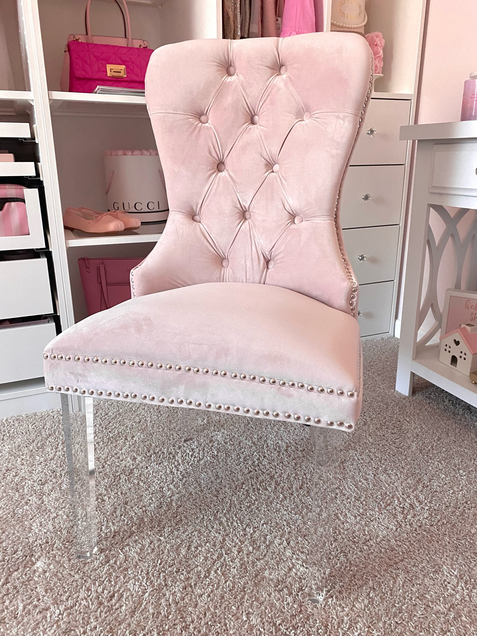 New pink velvet chair for the pink room 

#LTKFind