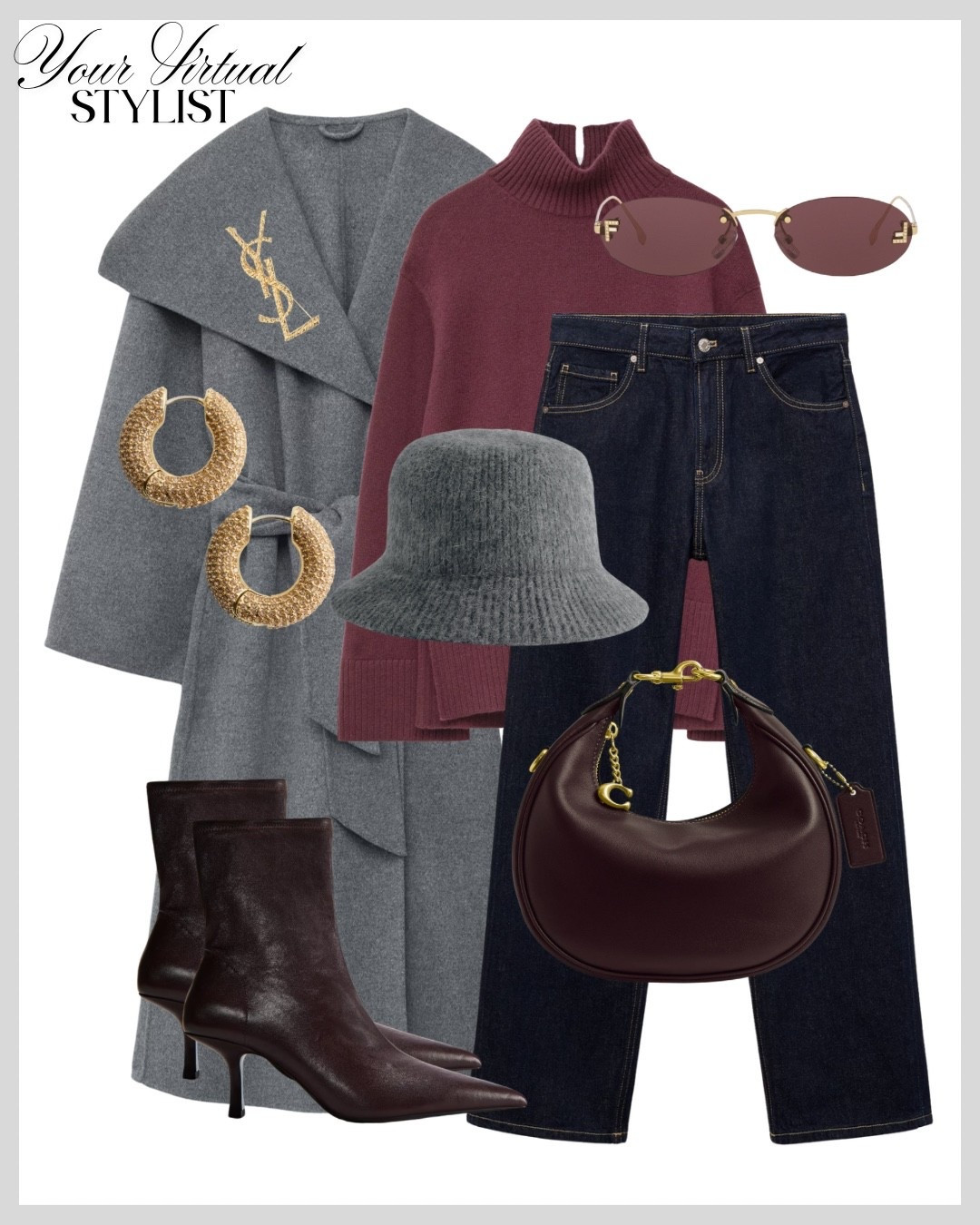 Burgundy and Grey chic look🩶🍇

#LTKwinter #LTKautumn #LTKjeans