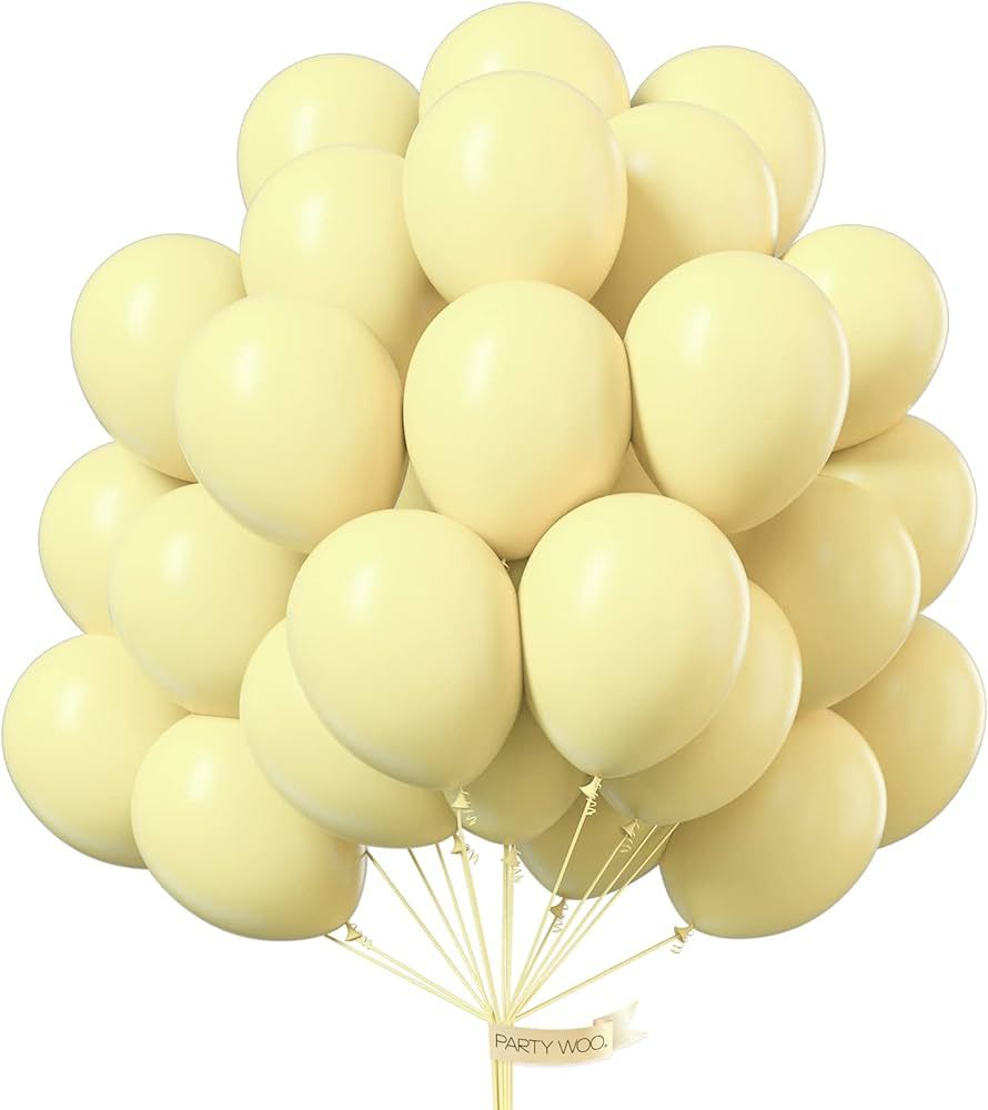 PartyWoo Pastel Yellow Balloons, 50 pcs 12 Inch Pale Yellow Balloons, Yellow Balloons for Balloon... | Amazon (US)