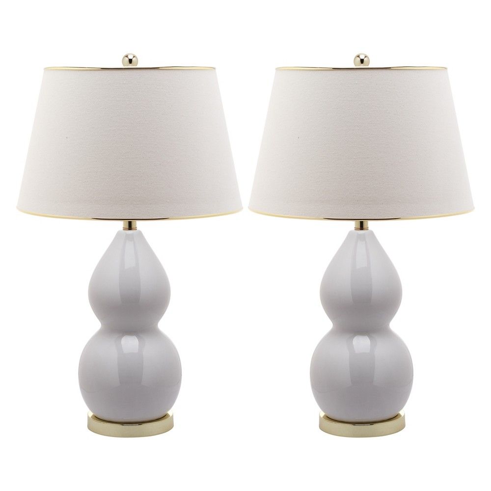 Jill Double Gourd Ceramic Lamp Set - Safavieh , White | Target