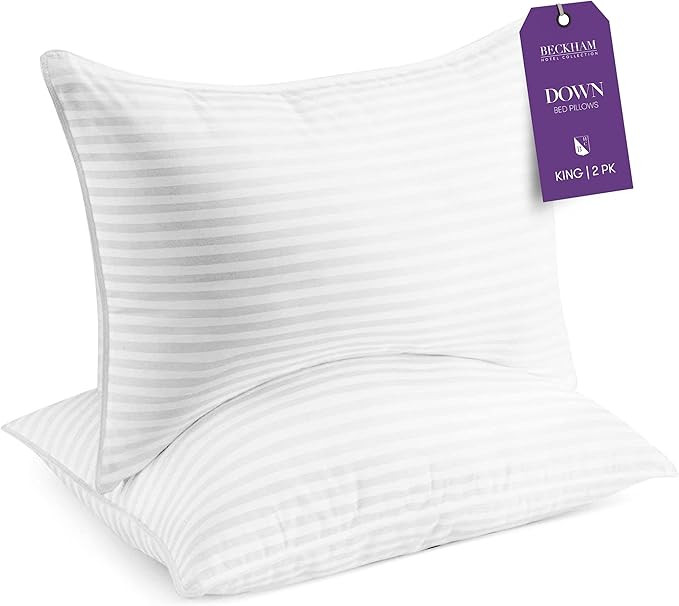 Beckham Hotel Collection King Size Bed Pillows Set of 2 - Down Pillow for Sleeping - Back, Stomac... | Amazon (US)