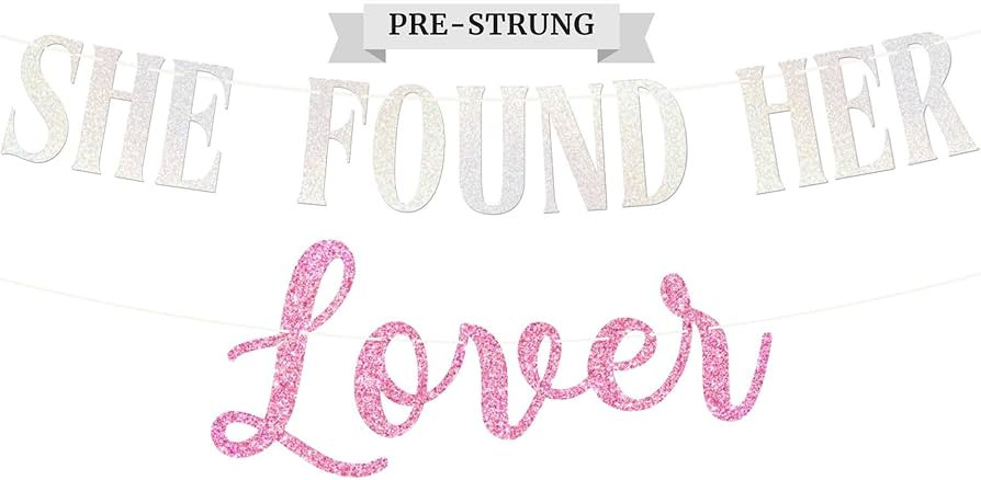 Pre-strung She Found Her Lover Banner - No DIY - Pink Glitter Bachelorette Bridal Party Banner - ... | Amazon (US)