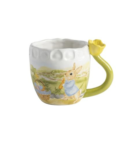 Mud Pie Stoneware Easter Bunny Mug with Figural Yellow Tulip Handle | Amazon (US)