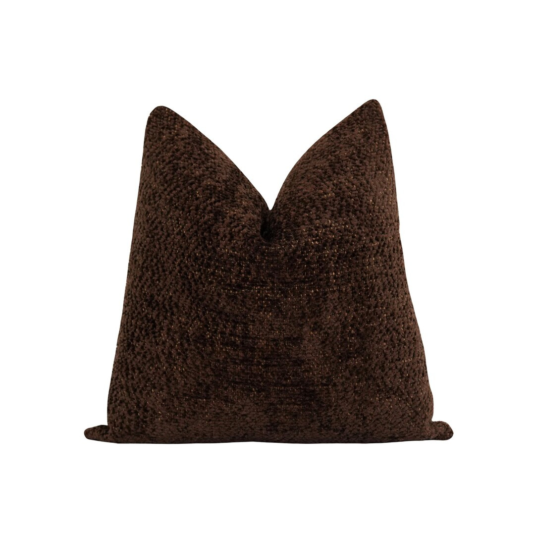 Walnut Brown Chenille Pillow Cover, 18x18 20x20 22x22 Zippered Throw Pillow Cover, Cozy Brown Dec... | Etsy (US)