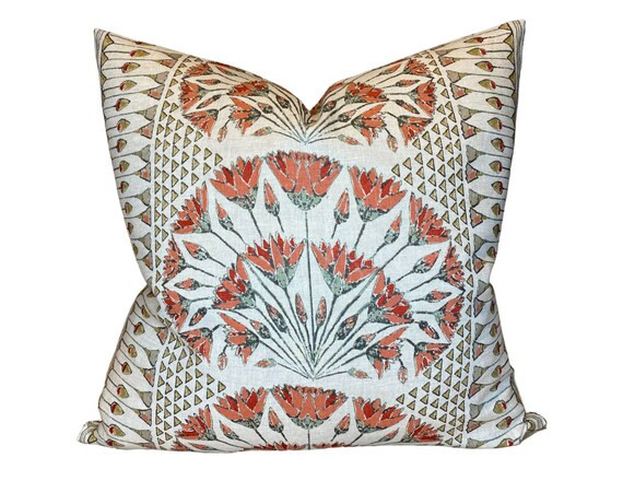 Cairo Pillow Cover in Coral Designer Pillow Covers | Etsy | Etsy (US)