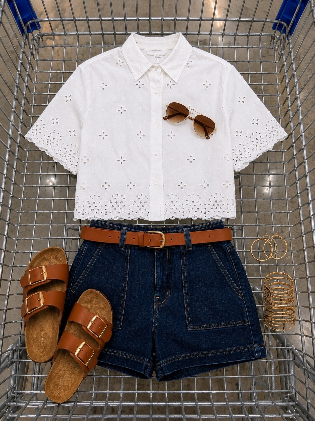 Coffee run, farmers market, and nowhere you actually have to be until dinner ☀️🤎

A crisp white eyelet top, dark denim shorts, and those worn-in cognac sandals that somehow go with everything.

The kind of outfit you throw on once and end up reaching for all summer.

#LTKgrwm #LTKootd #LTKSeasonal