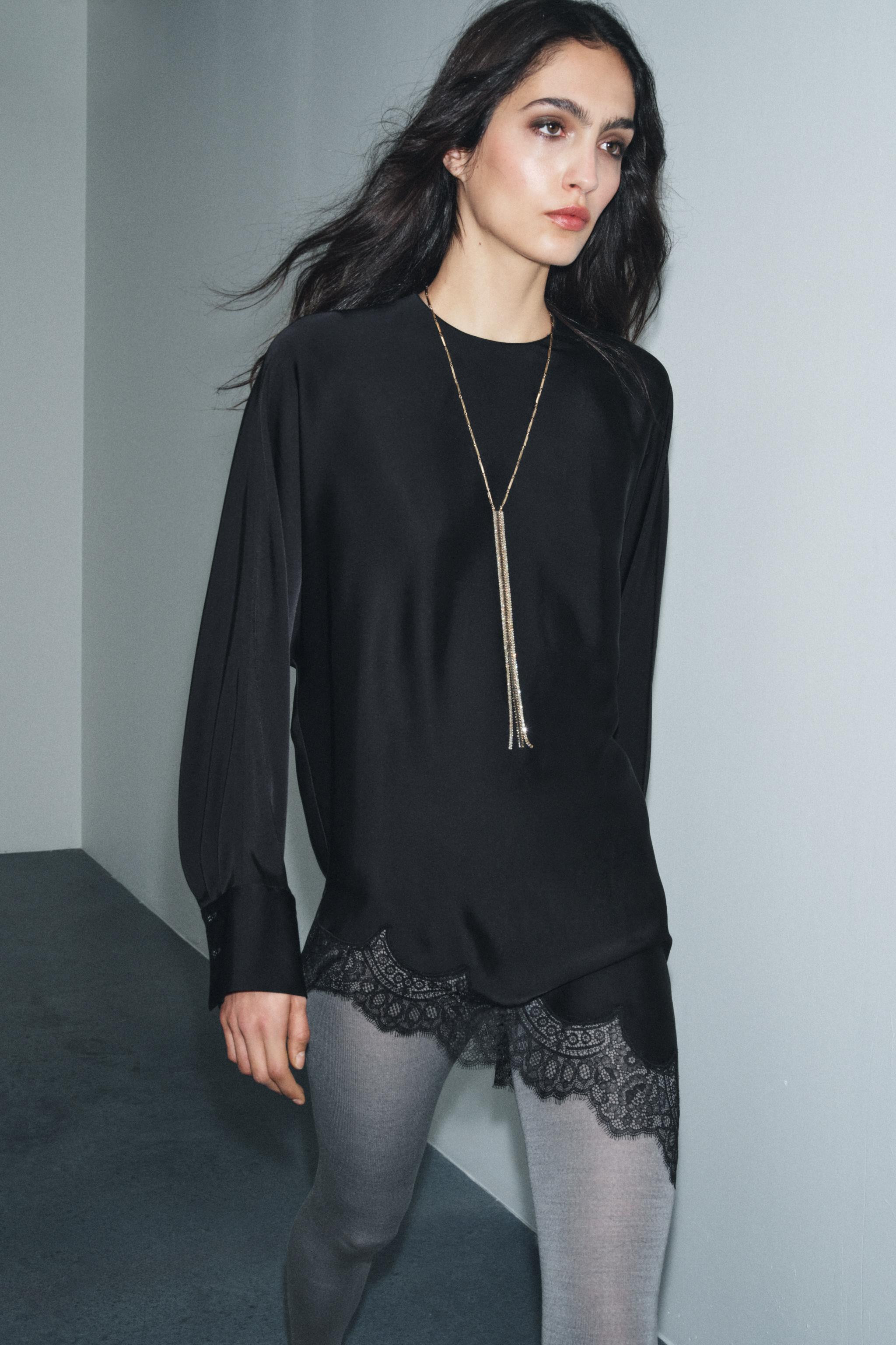 ZW COLLECTION LIMITED EDITION ASYMMETRIC LACE BLOUSE | Zara UK