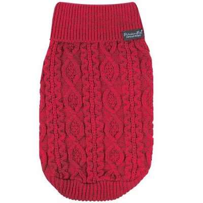 Parisian Pet 'Cable Knit Sweater' - Warm & Stylish Pet Sweater in Red for Dogs & Cats-Valentine's Day  S | Target