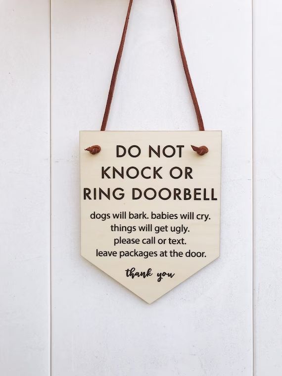 DO NOT KNOCK or Ring Doorbell dogs will bark, babies will cry | Wood Engraved Sign (Mini Sign) | Etsy (US)