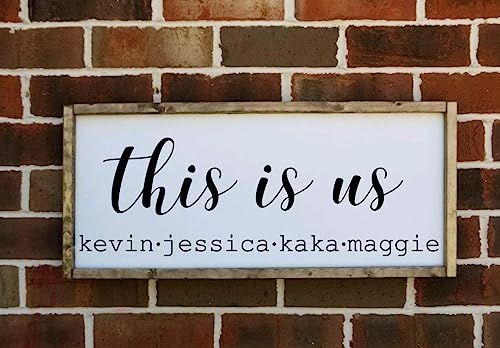 This is Us with family names farmhouse style wooden framed sign | Amazon (US)