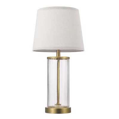 Globe Electric 20" Fillable Ribbed Glass Table Lamp with Matte Brass Accents | eBay US