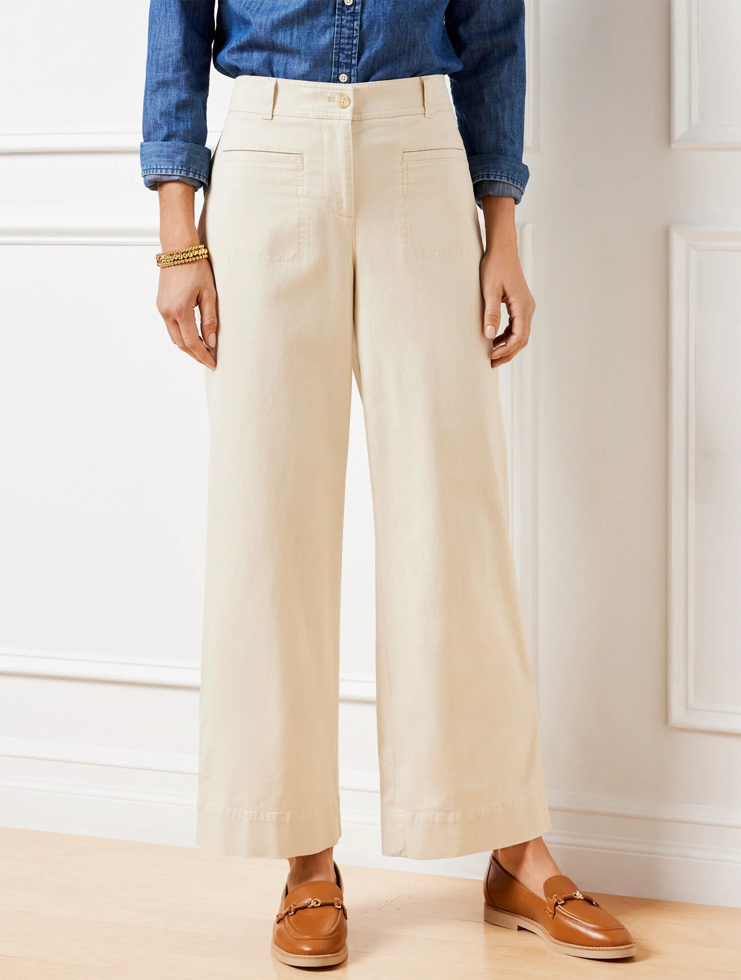 Wide Ankle Twill Pants | Talbots