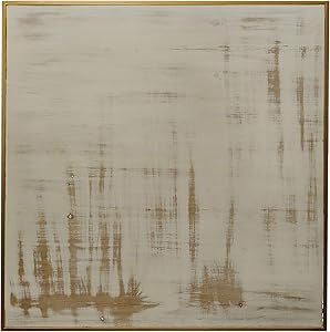 Creative Co-Op Wood Framed Abstract Print Hand-Painted Wall Decor Portrait, Gold | Amazon (US)