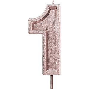 LUTER 2.76 Inches Large Rose Gold Glitter Birthday Candles Birthday Cake Candles Number Candles Cake | Amazon (US)