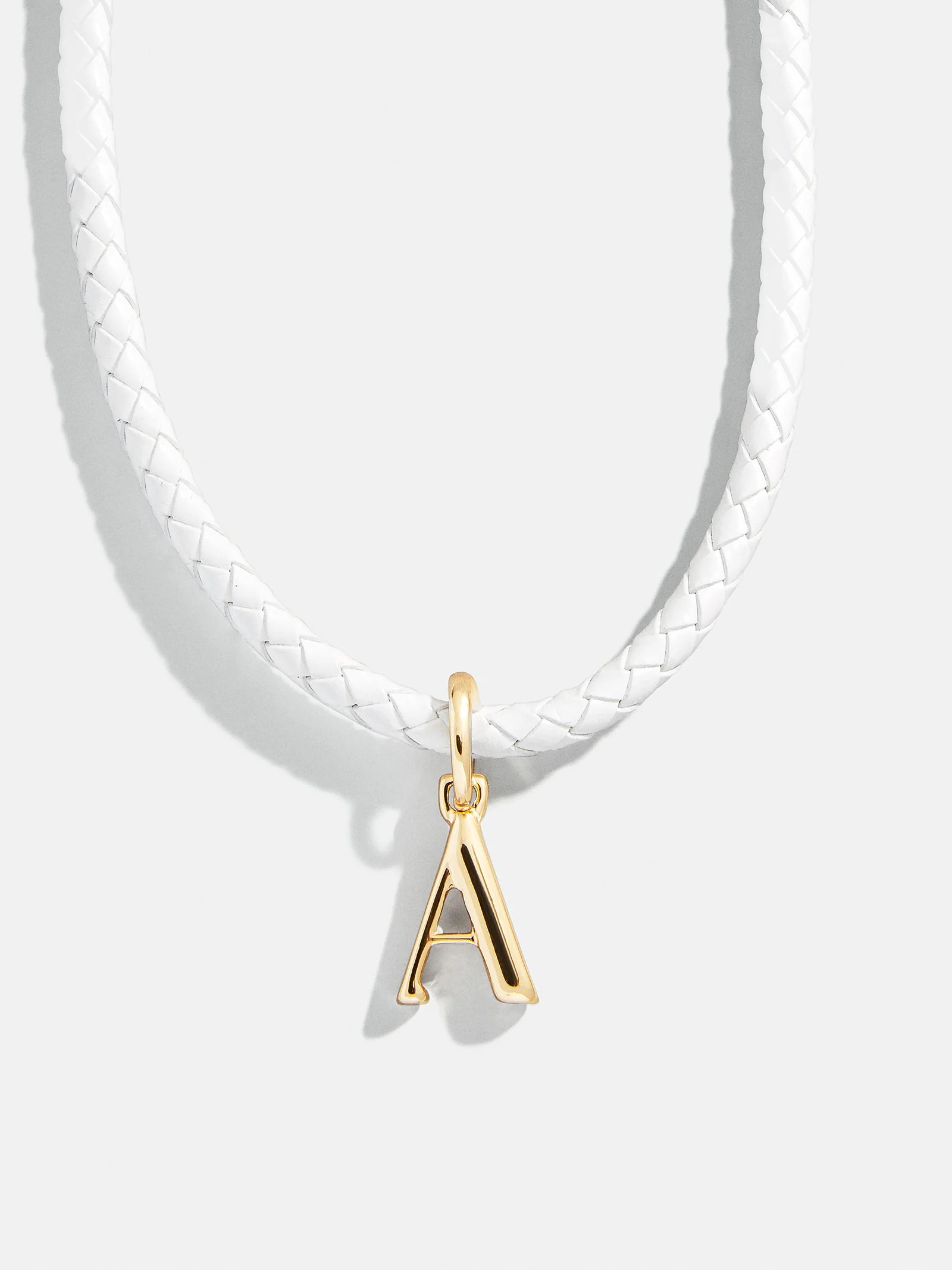 Leather Initial Necklace - White | BaubleBar