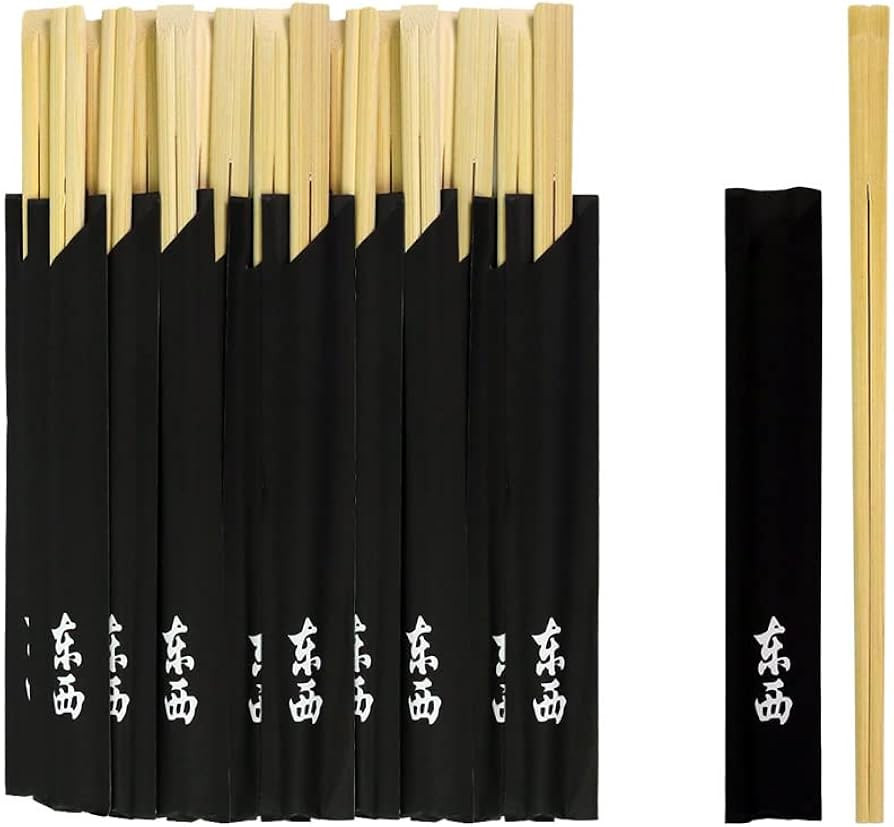 Bamboo Round Chopsticks - (100 Pairs) No Splinter Black Individually Wrapped Premium Disposable W... | Amazon (US)