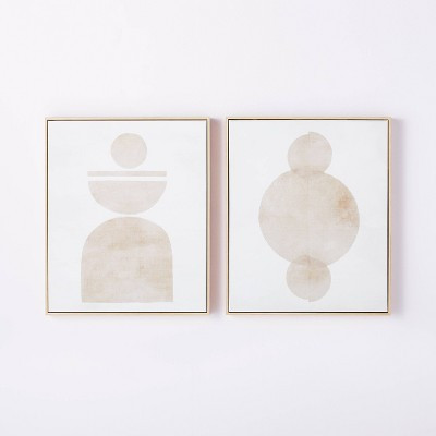 (Set of 2) 20" x 24" Abstract Shapes Framed Canvas Brown - Threshold™ designed with Studio McGe... | Target