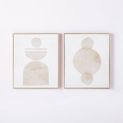 (set Of 2) 20" X 24" Abstract Shapes Framed Canvas Brown - Threshold™ Designed With Studio Mcgee : T | Target
