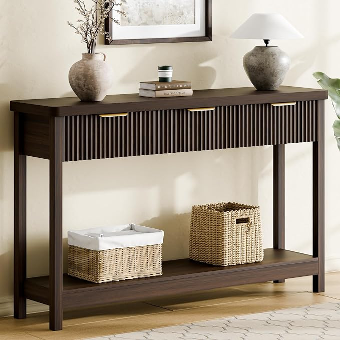 Fluted Console Table, 51 Inch Entryway Table with 3 Drawers | Scandi farmhouse look with quiet fu... | Amazon (US)