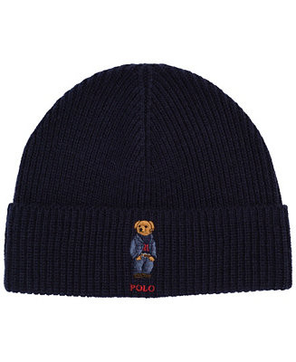 Men's Solid Denim Bear Beanie | Macy's