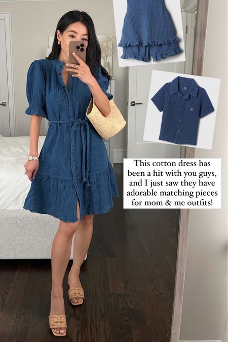 Soft 100% cotton spring dress on sale in many colors. With Matching toddler, girls and boys pieces too

You can also try code TREAT to see if it takes an additional % off sale 

• Gap knee length dress xs petite - looser fit on me since they do not carry xxsp. Braided belt adds nice texture and helps with fit 

comes in regular and tall sizing too . This is a soft and gauzy cotton fabric with nice flow and drape , fabric weight is good and not thin! 

While the color name is called denim, it’s more like soft chambray and not at all stiff like denim! 

• Sam Edelman sandals 5 - comfy low block heel. Old color but linked current option. 

#petite mom and me matching kids family  spring outfits 


#LTKbaby #LTKkids #LTKfindsunder50