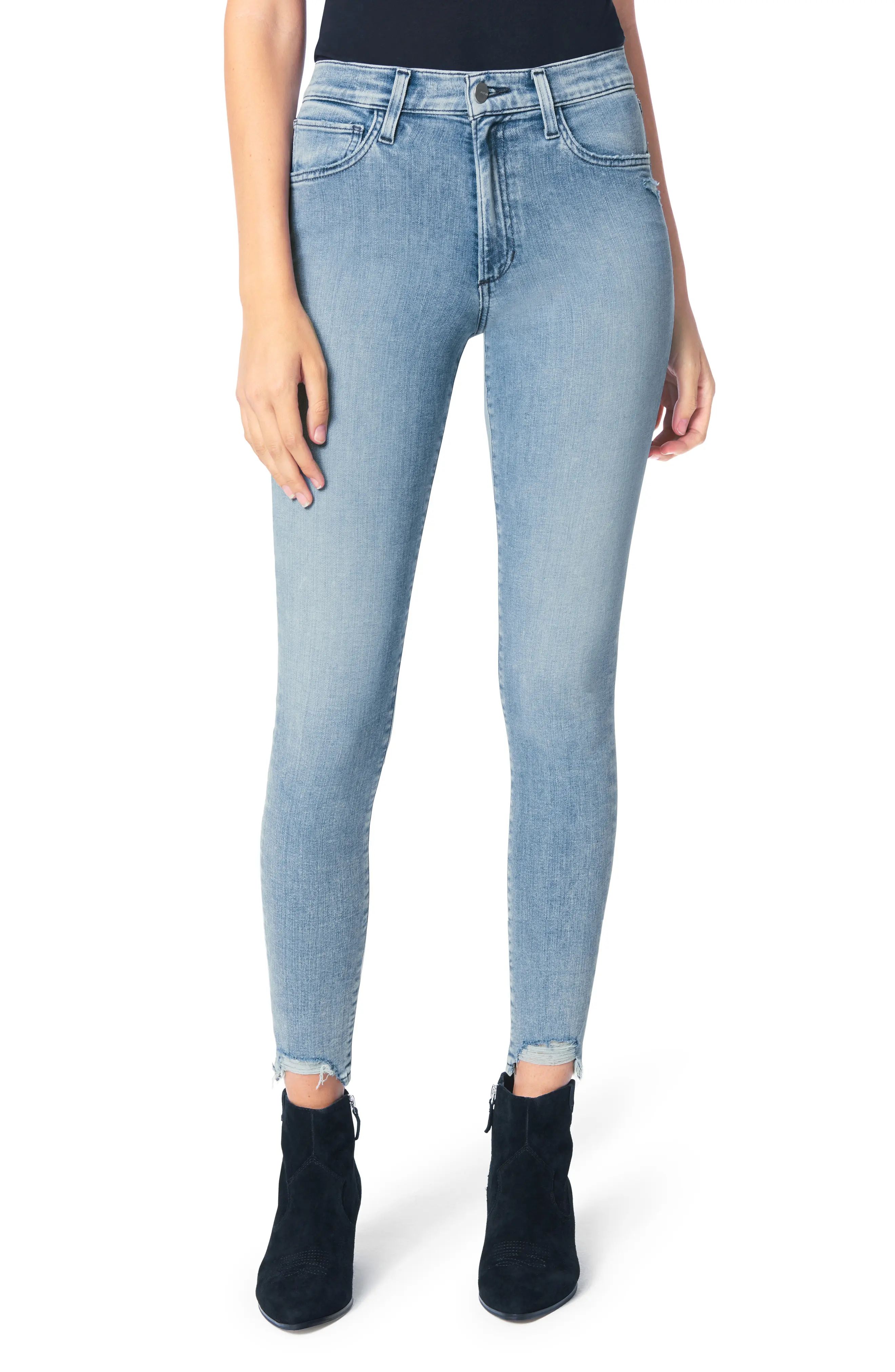 Women's Joe's The Charlie High Waist Ripped Hem Ankle Skinny Jeans, Size 24 - Blue | Nordstrom