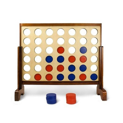 YardGames 3 x 2 Feet Premium Wooden Giant 4 In a Row Yard and Backyard Multi Player Outdoor Lawn Game Set for Parties, BBQs, and More, Brown | Target