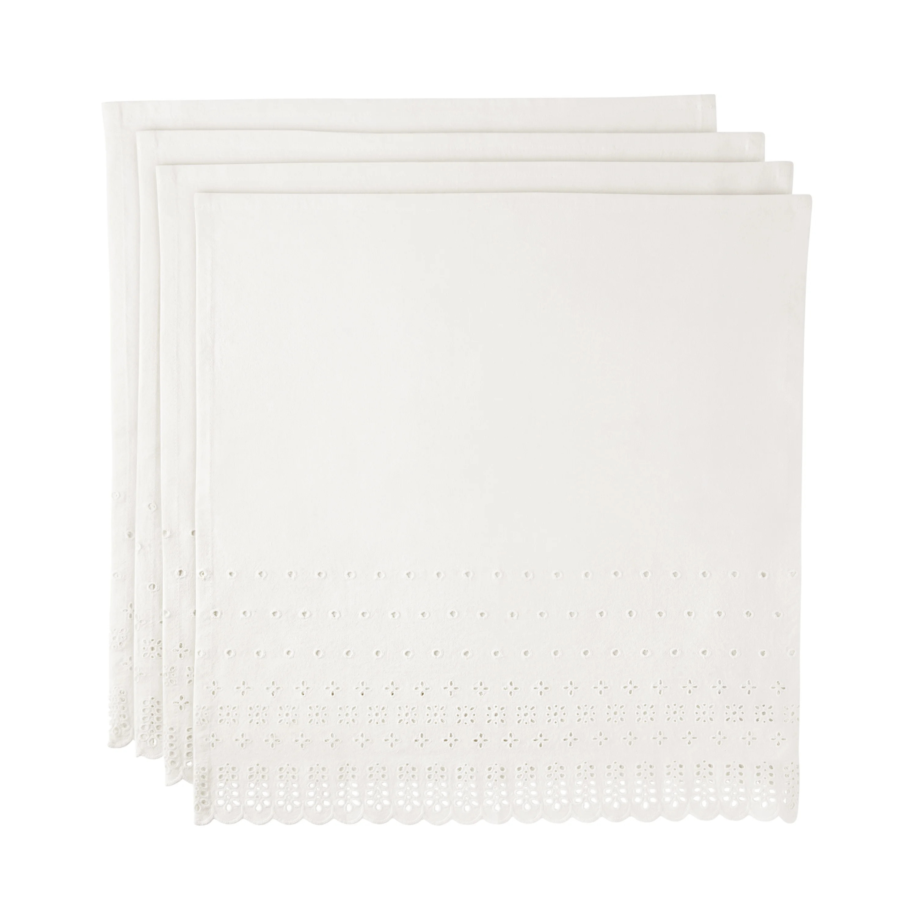The Pioneer Woman Eyelet 100% Cotton Fabric Napkins, 20" x 20", Set of 4, White | Walmart (US)