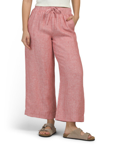 Linen Wide Leg Pants With Self Tie | TJ Maxx