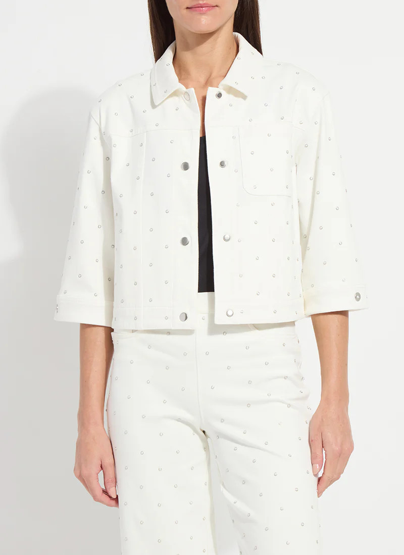 Audrey Pearled Embellished Denim Jacket | Lysse NY