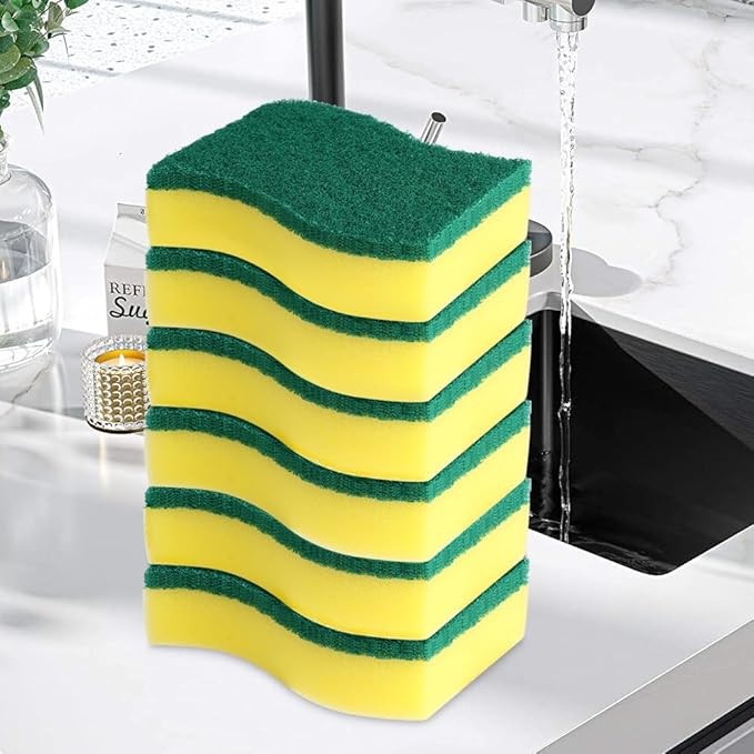 Heavy Duty Scrub Kitchen Sponge 6 Pack, Cleaning Scrub Dish Sponge for Cleaning, Stink-Free Spong... | Amazon (US)