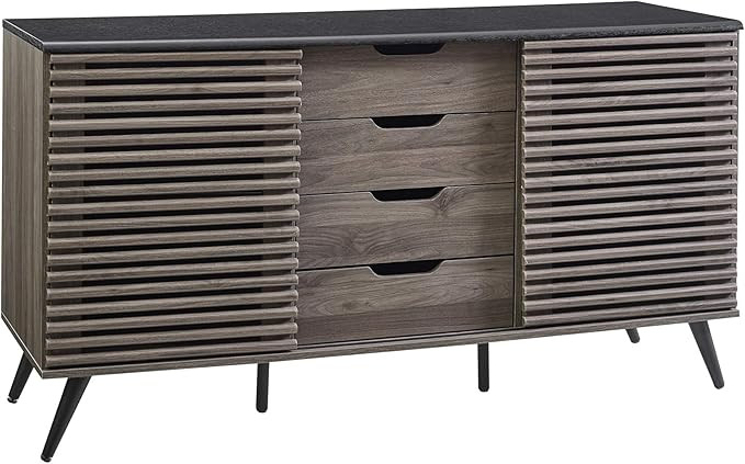 Walker Edison Modern 4 Drawer Sliding Door Wood Cabinet Buffet Entryway Serving Storage Cabinet D... | Amazon (US)