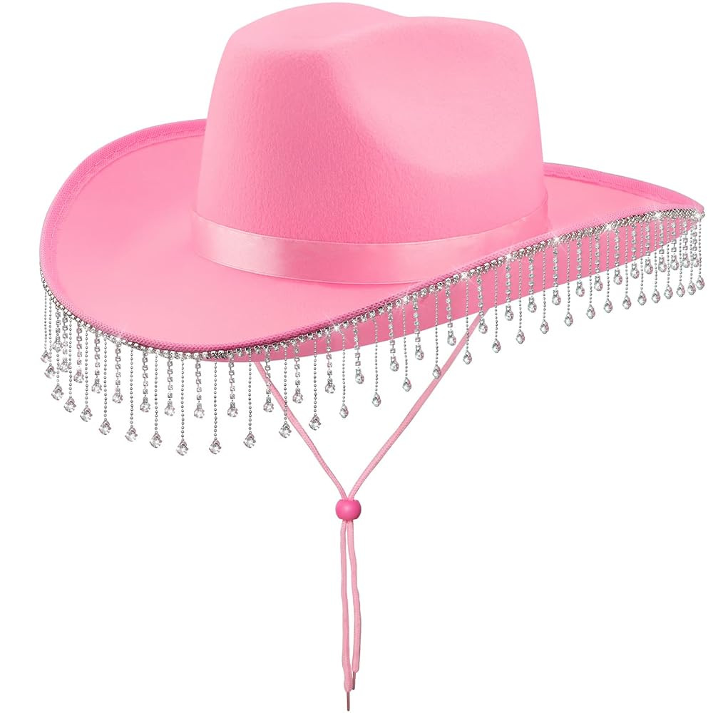 quescu Bridal Cowgirl Hat for Bachelorette Party,Rhinestone White Cowboy Hat for Women Bride To B... | Amazon (US)