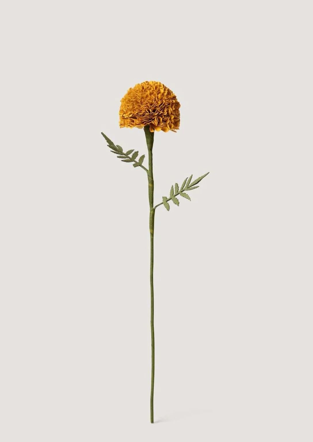 Handmade Sustainable Paper Marigold Flower Stem - 13.75" | Afloral
