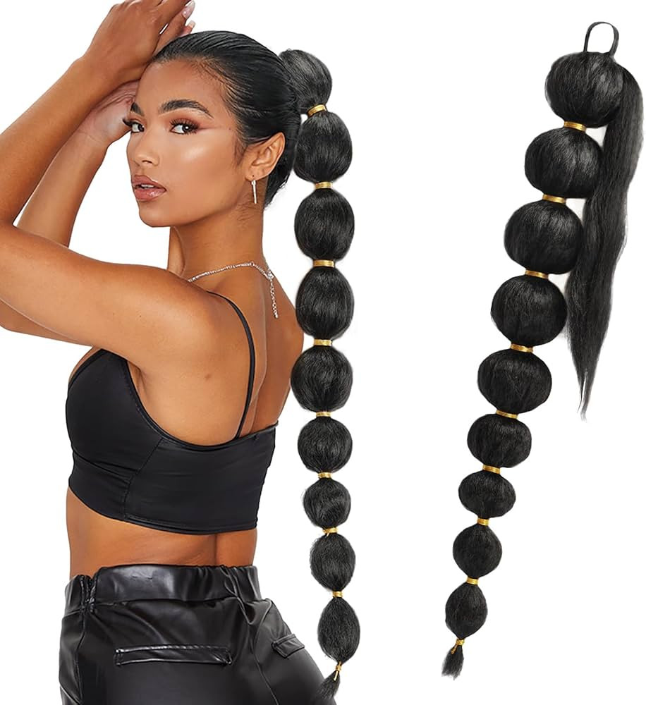 Long Black Bubble Ponytail Extension for Women 34Inch Pony Tail Extension Afro Puff Ponytail Styl... | Amazon (US)