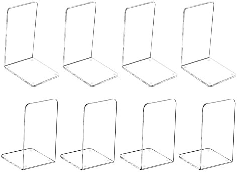 MerryNine 8 Pcs Plastic Acrylic Bookends, Clear Acrylic Non Skid Book Ends Organizer Bookshelf De... | Amazon (US)