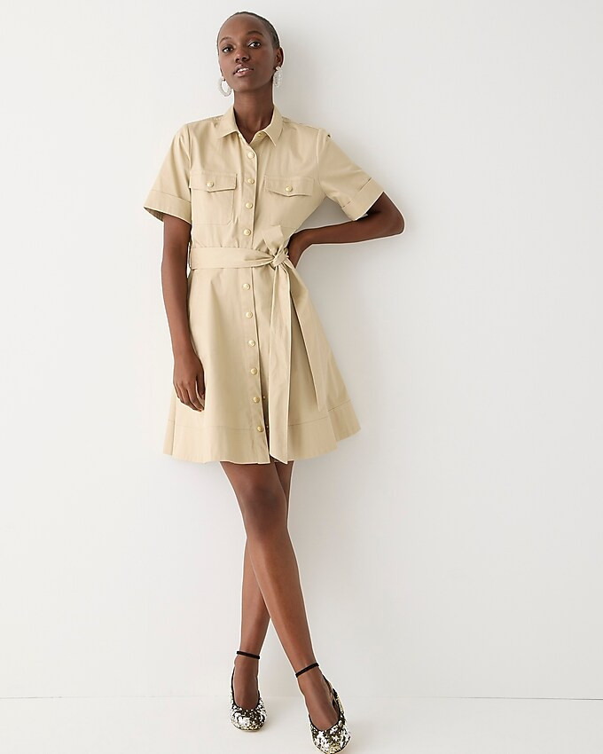 Tie-waist shirtdress in lightweight chino | J. Crew US