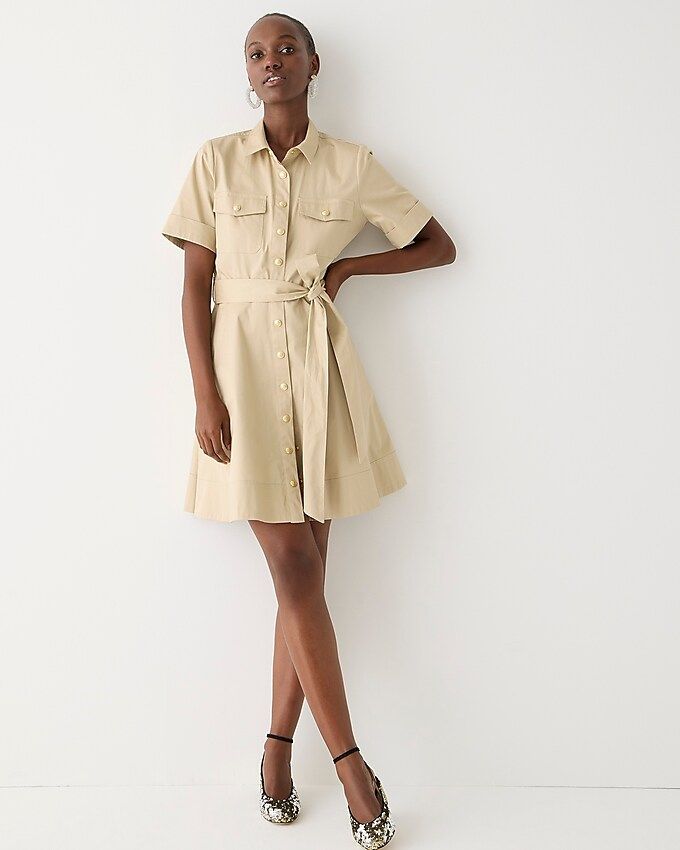 Tie-waist shirtdress in lightweight chino | J.Crew US