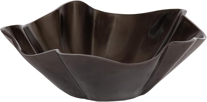 Kate and Laurel Flutte Scalloped Decorative Metal Serving Bowl, 10 x 10 x 3, Black Nickel, Modern... | Amazon (US)