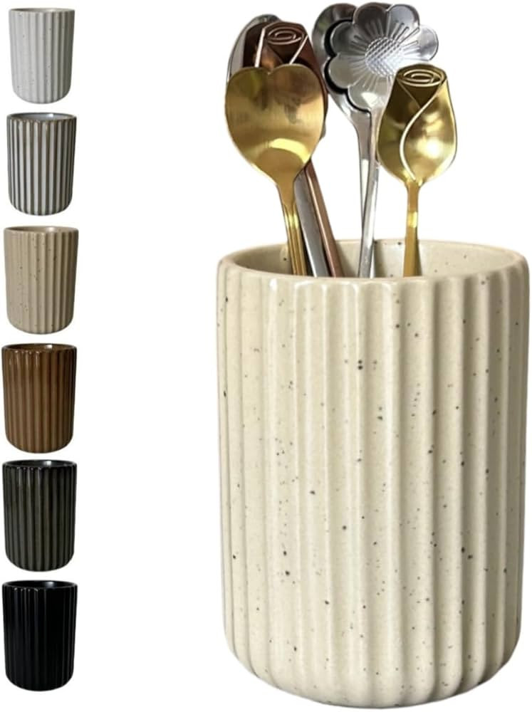 Stoneware Coffee Bar Utensil Holder Tea & Coffee Spoon & Stirrer Holder for Stir Stick Straw Teas... | Amazon (US)