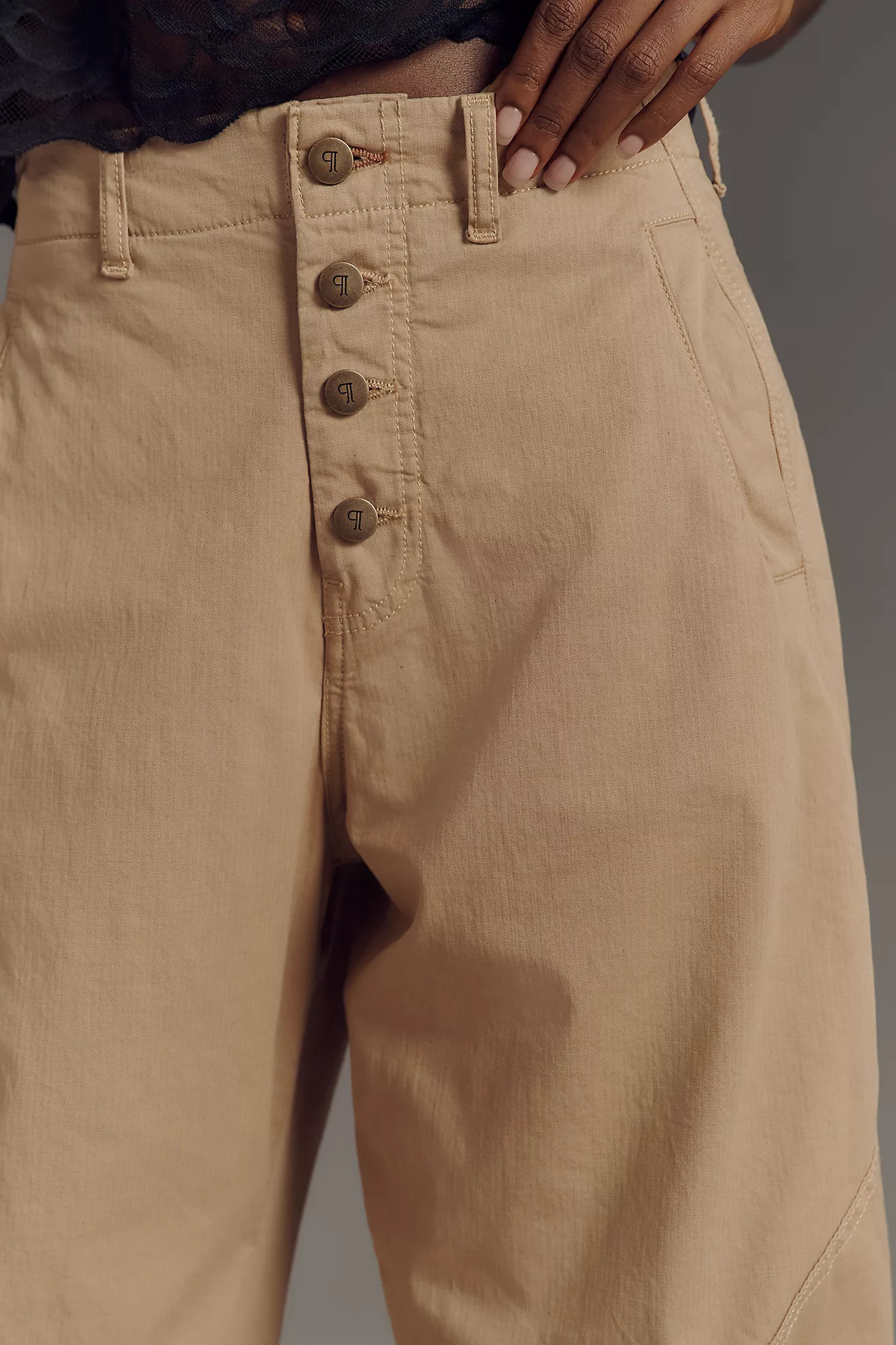 The Arin Mid-Rise Button-Front Barrel Pants by Pilcro: Linen Blend Edition | Anthropologie (US)