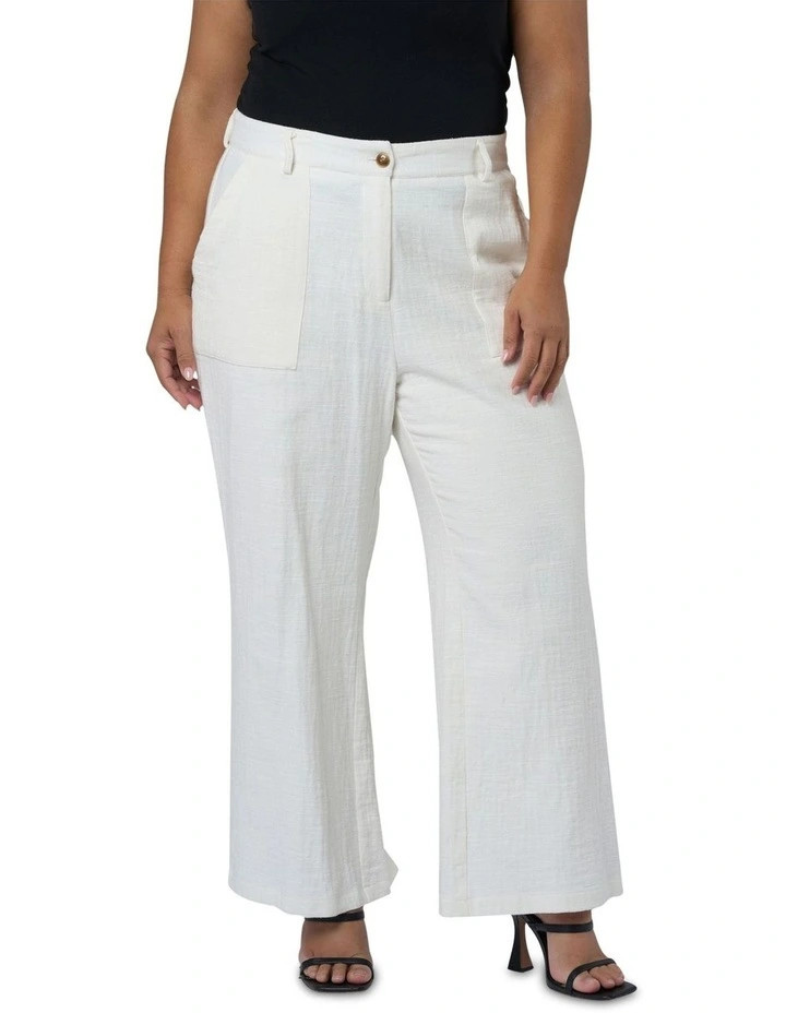 Something 4 OliviaLila Linen Wide Leg Pant in White | Myer