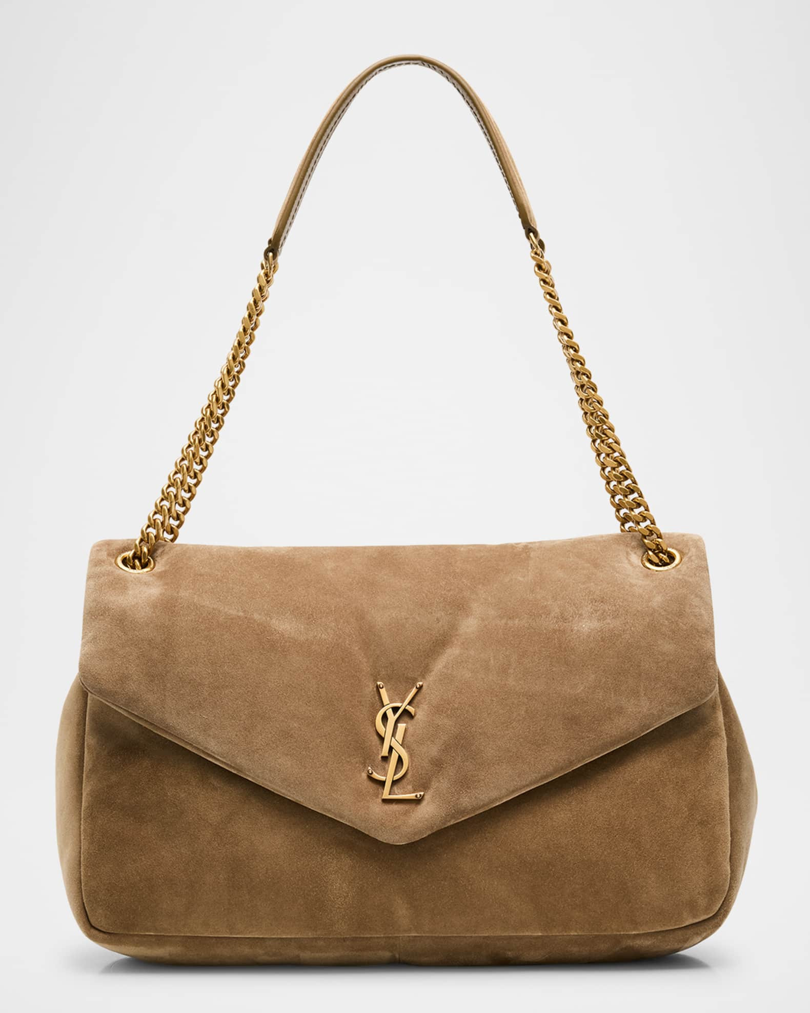 Calypso Large YSL Chain Shoulder Bag in Suede | Neiman Marcus