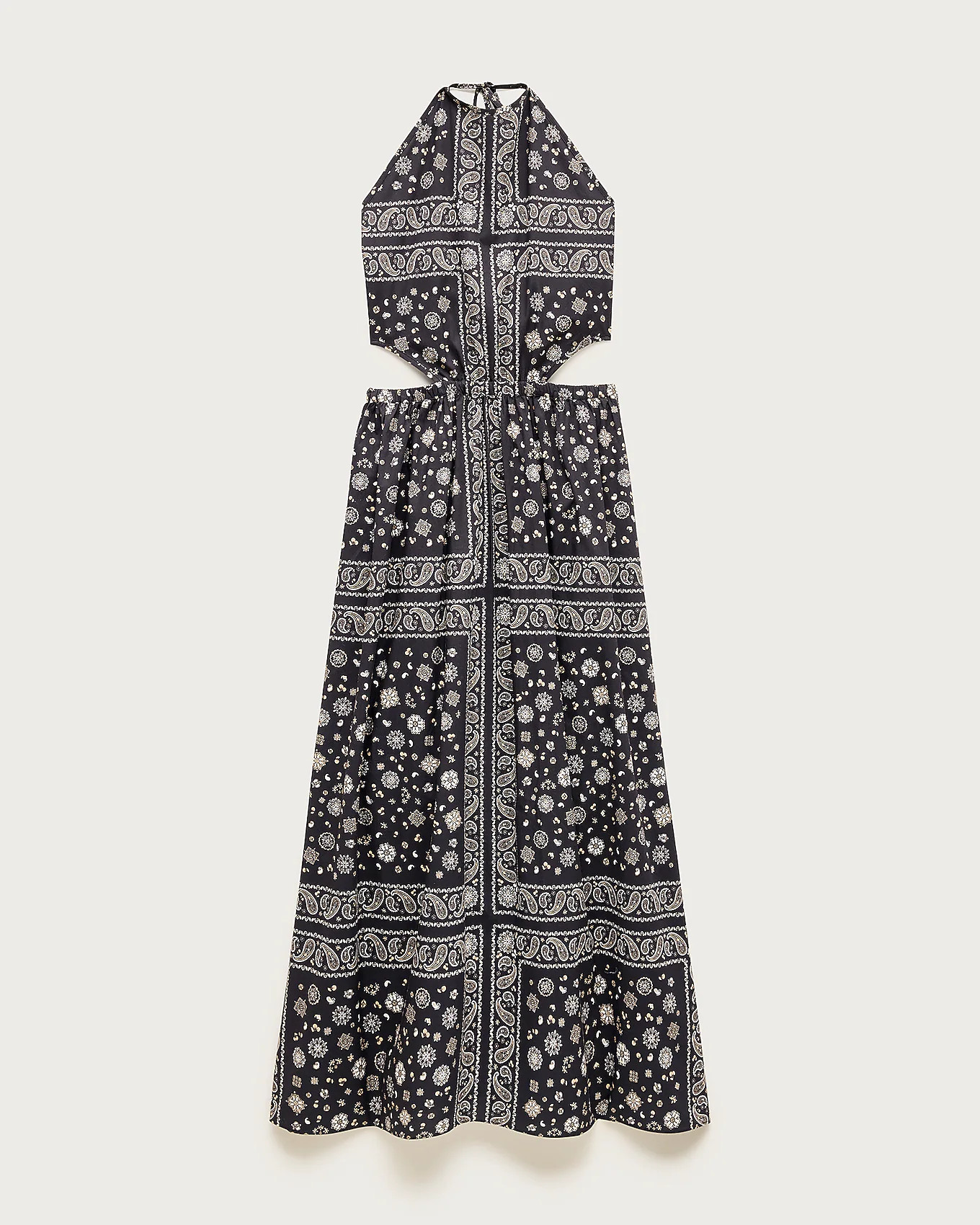 Side-cutout halter dress in bandana-print cotton poplin | J. Crew US